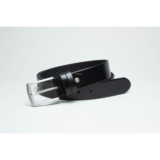 Charles Smith 35mm Full Grain Black Leather Belt with Nickel Buckle