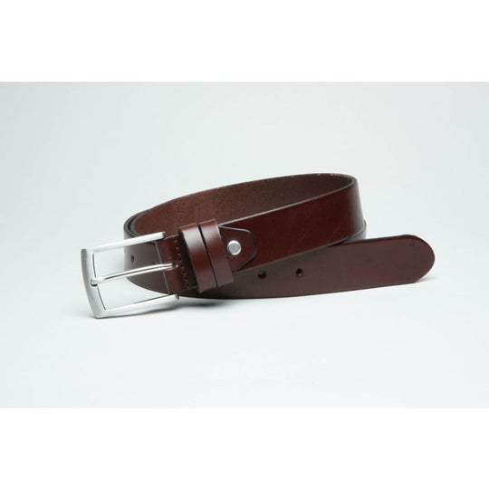 Charles Smith 35mm Full Grain Brown Leather Belt with Nickel Buckle