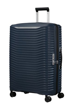 Samsonite Upscape 75cm Spinner Blue Nights Large Expandable Strong Lightweight Hardshell Suitcase - Carews.ie