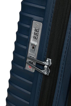 Samsonite Upscape 75cm Spinner Blue Nights Large Expandable Strong Lightweight Hardshell Suitcase - Carews.ie